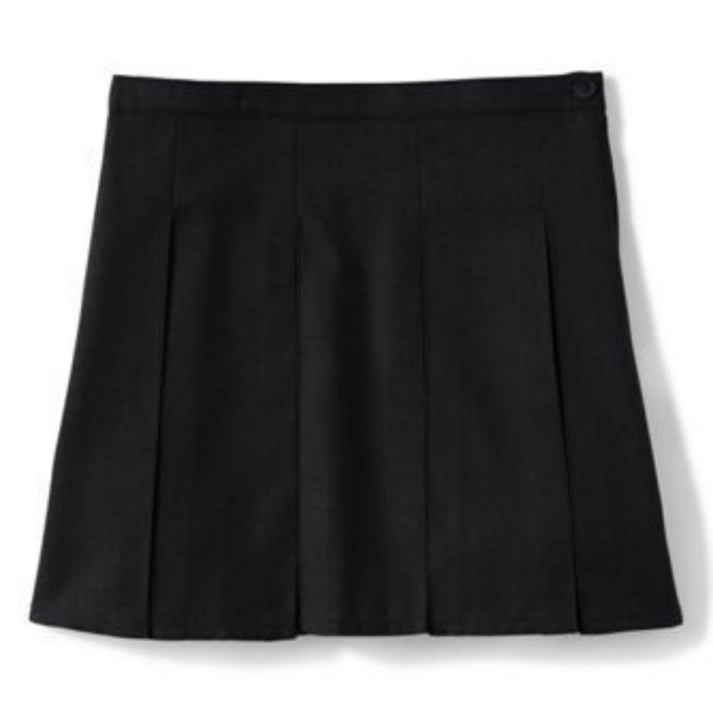 NWT LANDS' END GIRLS SOLID BOX PLEAT SKIRT TOP OF KNEE BLACK 10